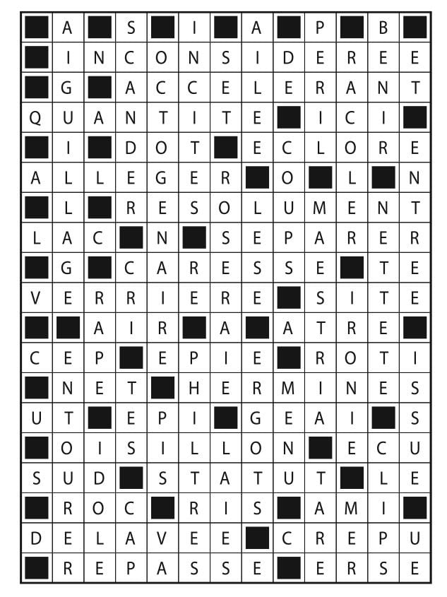 Solutions des mots fléchés du précédent numéro