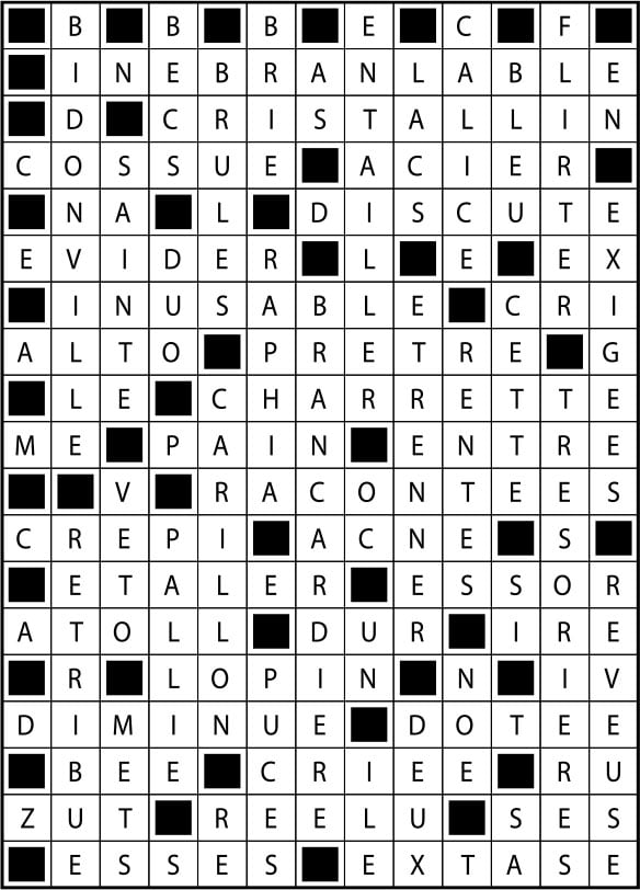 Solutions des mots fléchés du précédent numéro
