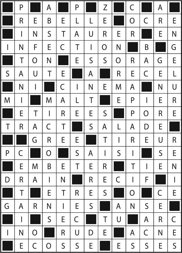 Solutions des mots fléchés du précédent numéro