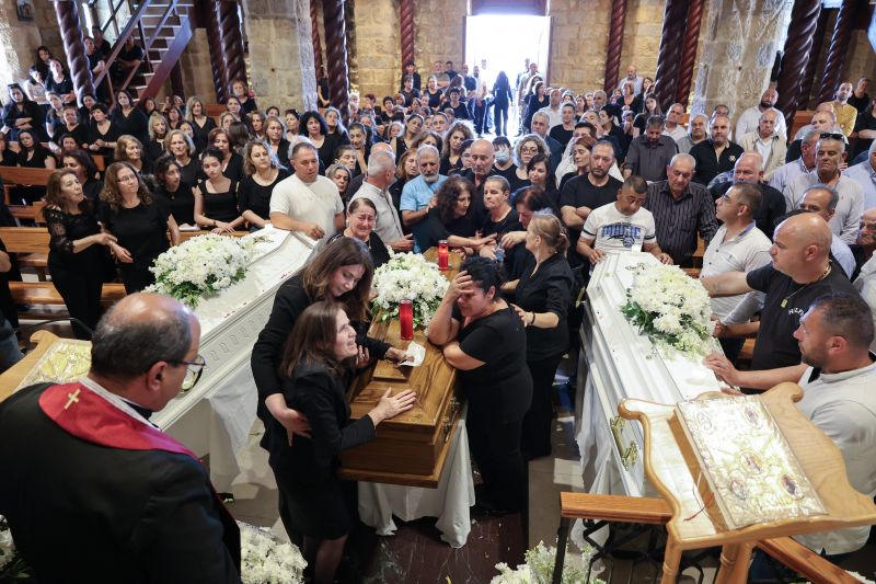 Funeral of Christian Dentist and Family Killed in Israeli Strike in Qlayaa, Lebanon