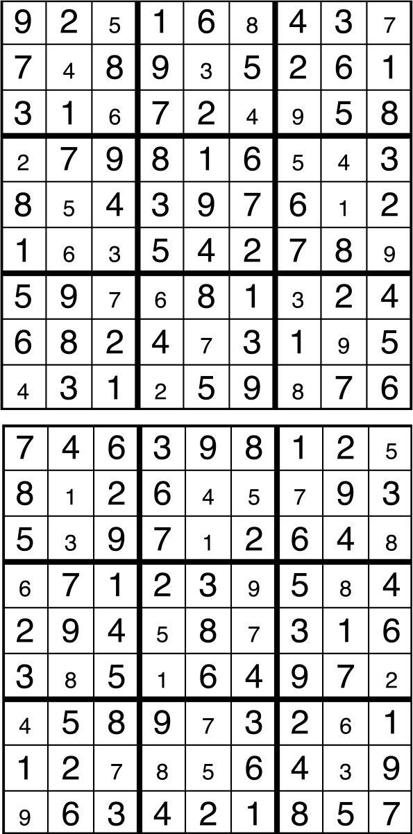 Solutions des sudokus du précédent numéro