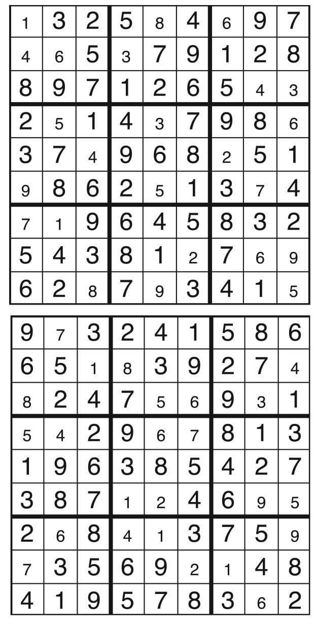 Solutions des sudokus du précédent numéro