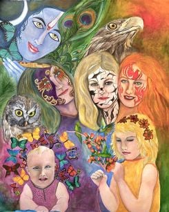 Dans cette toile intitulée « Many Lives », Tracy Chamoun illustre la multitude de vies qu'elle a vécues. Avec l'aimable autorisation de l'artiste
