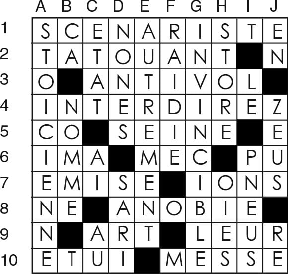 Solutions des mots croisés du précédent numéro