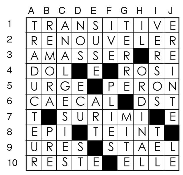 Solutions des mots croisés du précédent numéro