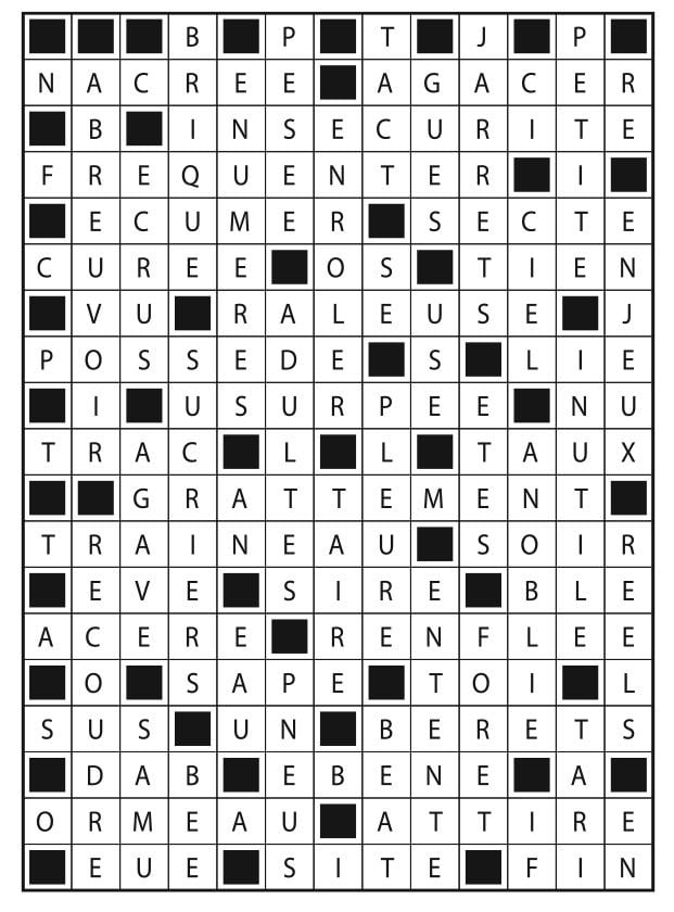 Solutions des mots fléchés du précédent numéro