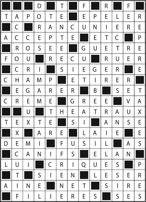Solutions des mots fléchés du précédent numéro