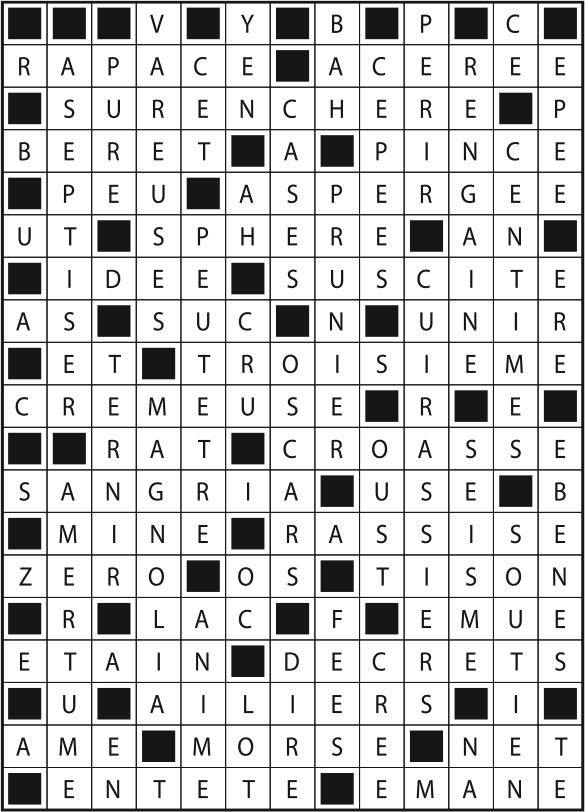 Solutions des mots fléchés du précédent numéro