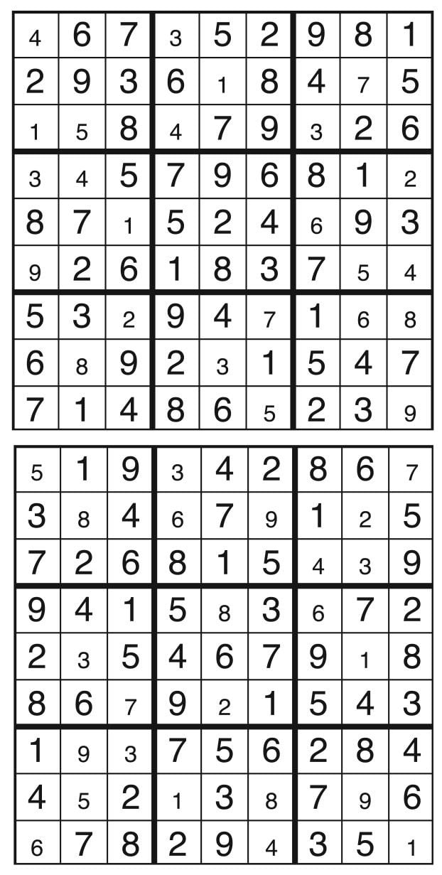 Solutions des sudokus du précédent numéro