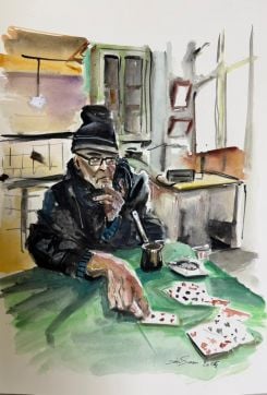 Une aquarelle de Darine Semaan. Avec l'aimable autorisation de l'artiste