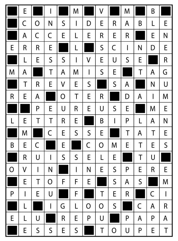 Solutions des mots fléchés du précédent numéro
