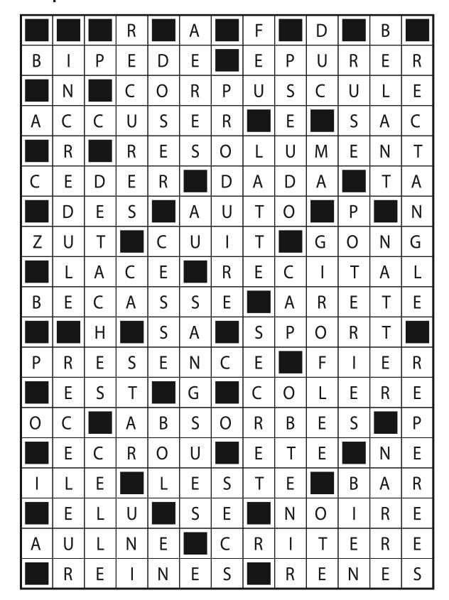 Solutions des mots fléchés du précédent numéro
