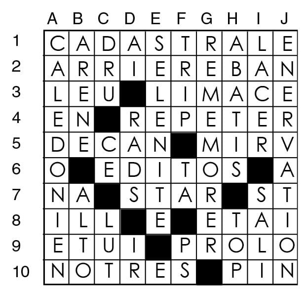 Solutions des mots croisés du précédent numéro