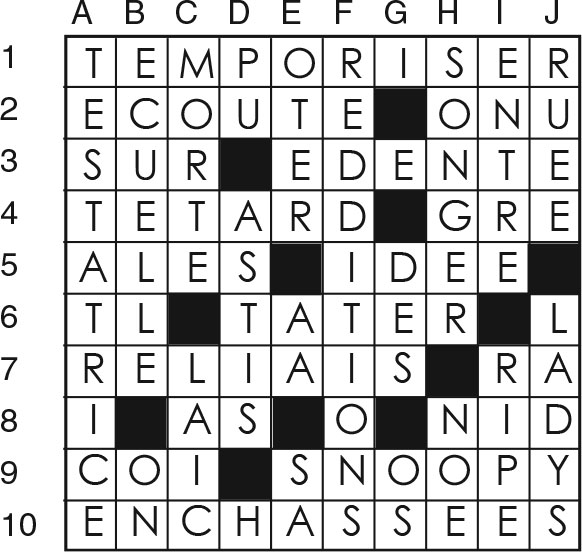 Solutions des mots croisés du précédent numéro
