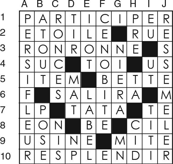 Solutions des mots croisés du précédent numéro