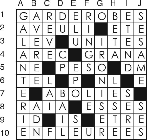 Solutions des mots croisés du précédent numéro