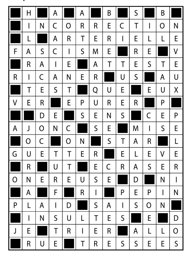Solutions des mots fléchés du précédent numéro