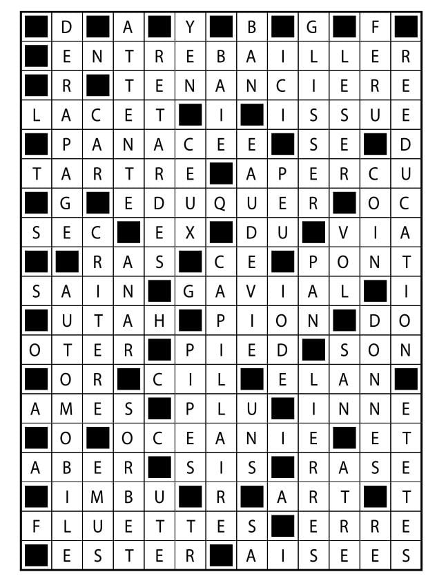 Solutions des mots fléchés du précédent numéro