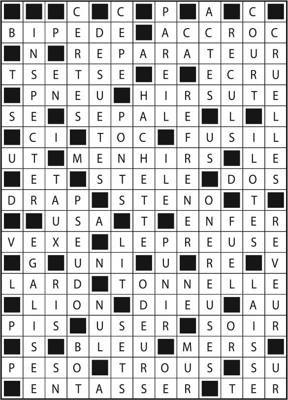 Solutions des mots fléchés du précédent numéro