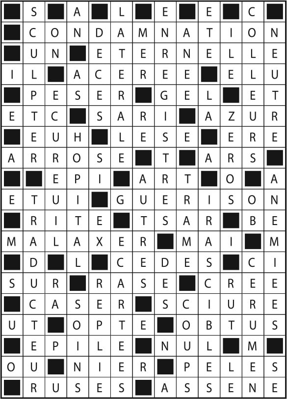 Solutions des mots fléchés du précédent numéro