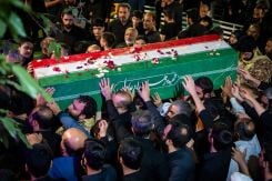 Mourners carry the coffin of Zahra Haddad Adel, wife of Iran's supreme leader Mojtaba Khamenei, during her funeral in Tehran on July 2, 2026. Mojtaba Khamenei's wife, Zahra Haddad Adel, the daughter of former parliament speaker Gholam Ali Haddad Adel, was killed on Feb. 28 in the U.S.-Israeli strikes that killed ex-supreme leader Khamenei. (Photo: Fars News Agency/AFP)
