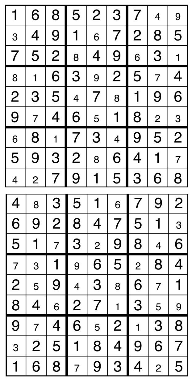 Solutions des sudokus du précédent numéro