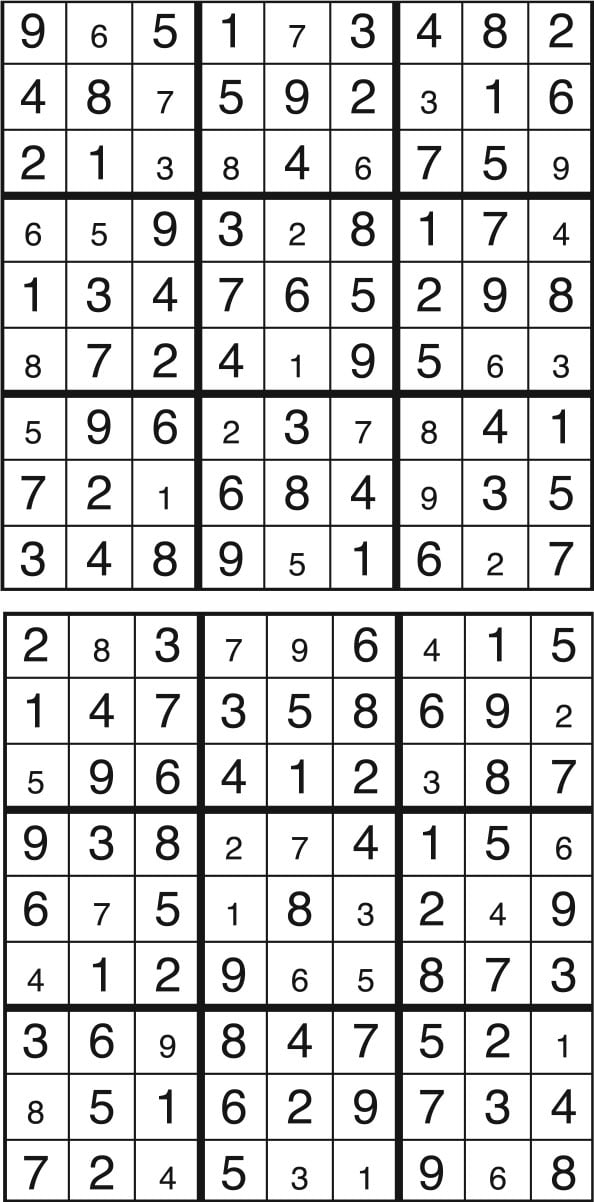 Solutions des sudokus du précédent numéro