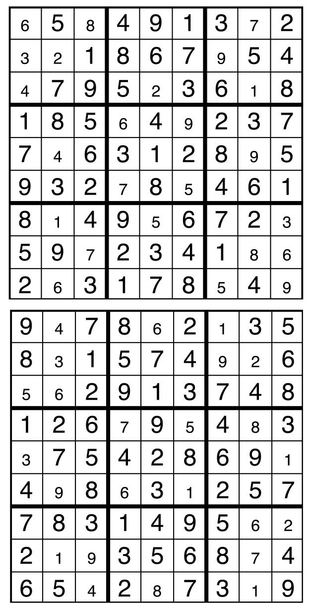 Solutions des sudokus du précédent numéro