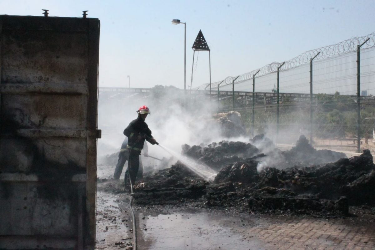 Container fire under control