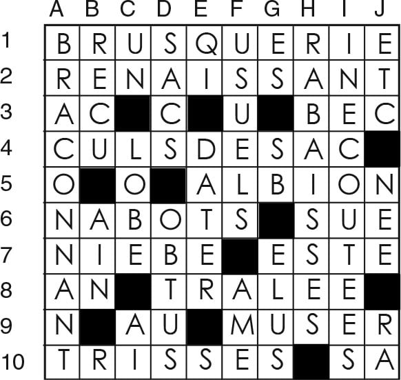 Solutions des mots croisés du précédent numéro