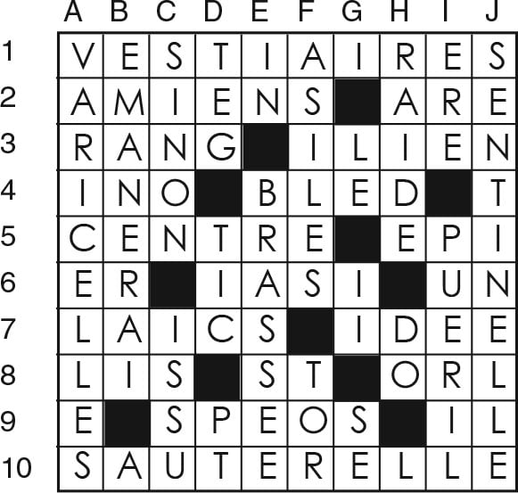 Solutions des mots croisés du précédent numéro