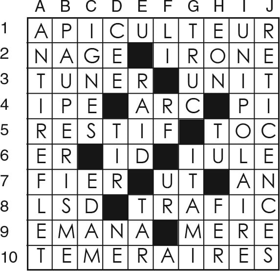 Solutions des mots croisés du précédent numéro