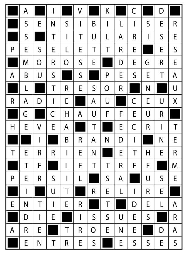 Solutions des mots fléchés du précédent numéro