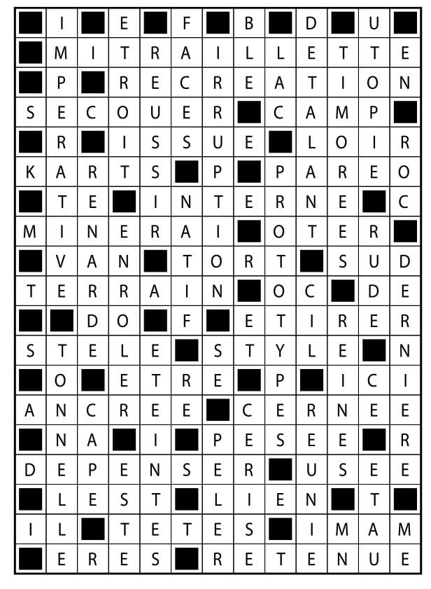 Solutions des mots fléchés du précédent numéro