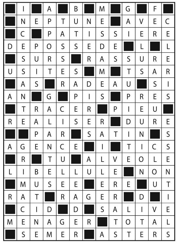 Solutions des mots fléchés du précédent numéro