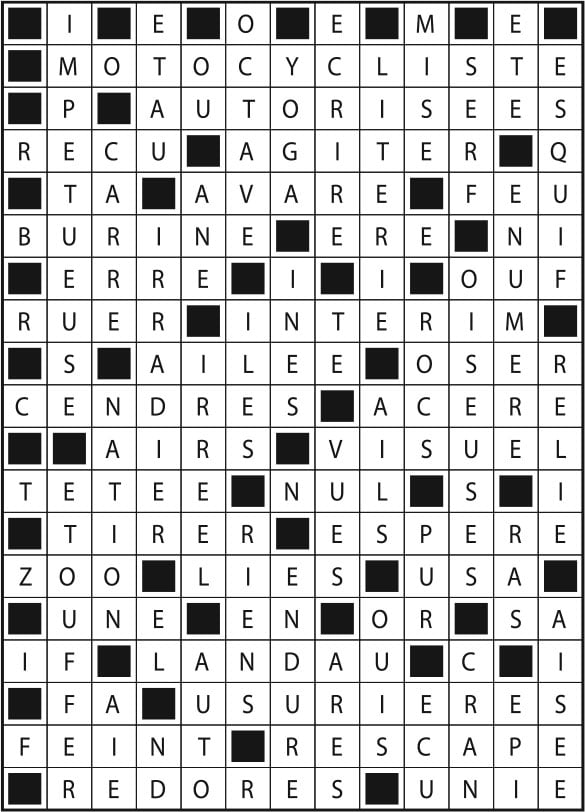 Solutions des mots fléchés du précédent numéro