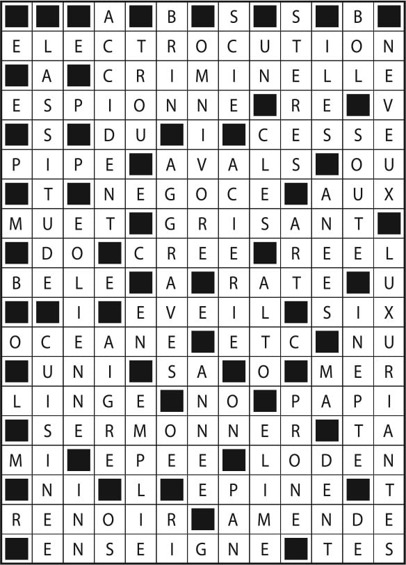Solutions des mots fléchés du précédent numéro
