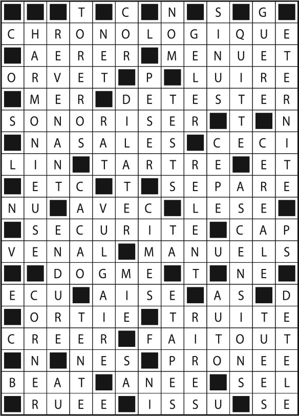 Solutions des mots fléchés du précédent numéro