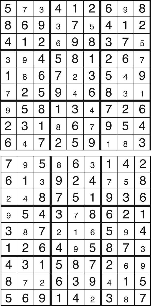 Solutions des sudokus du précédent numéro
