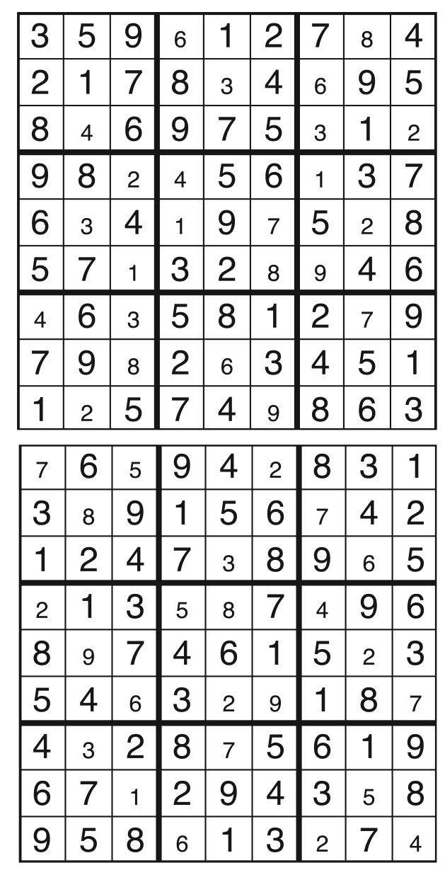 Solutions des sudokus du précédent numéro