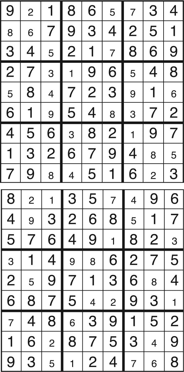 Solutions des sudokus du précédent numéro