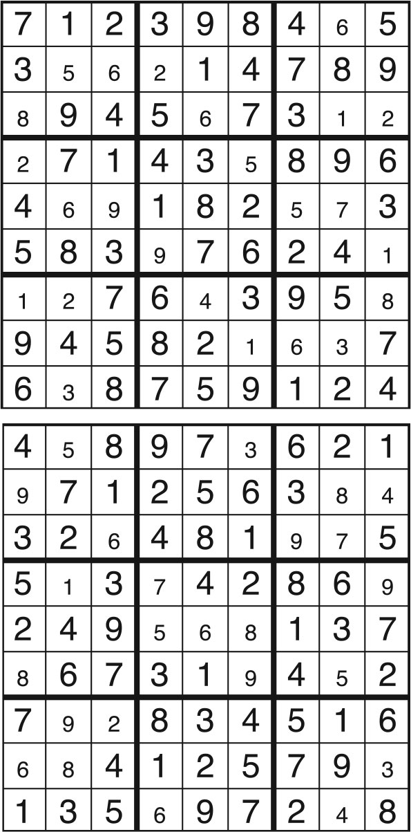 Solutions des sudokus du précédent numéro
