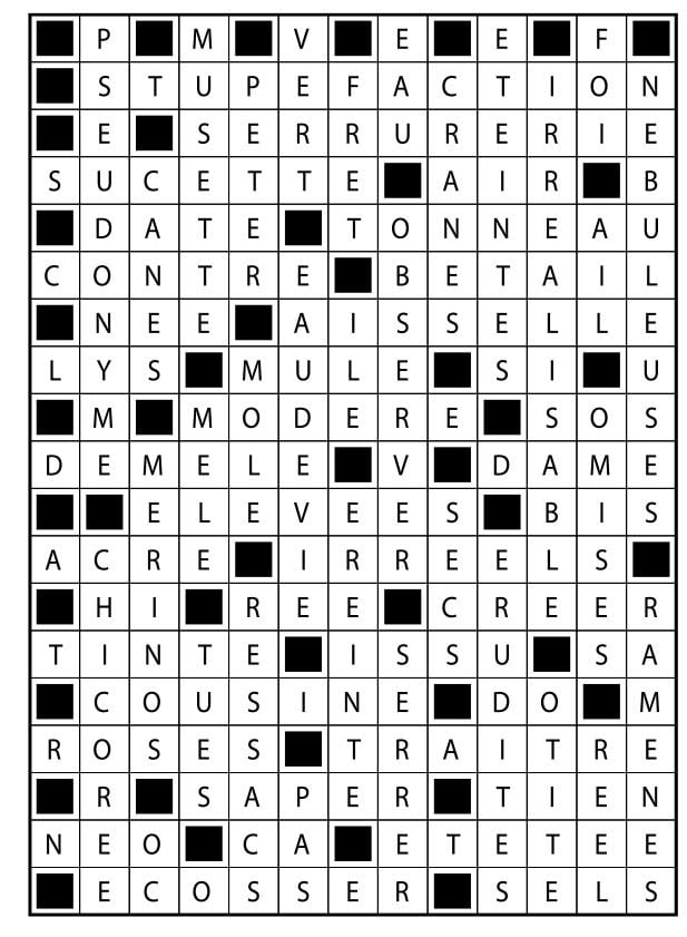 Solutions des mots fléchés du précédent numéro