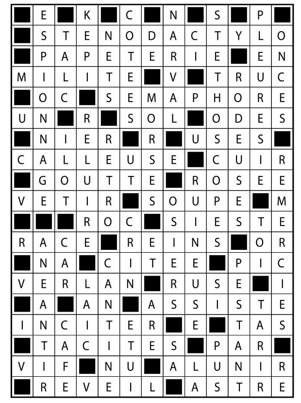 Solutions des mots fléchés du précédent numéro