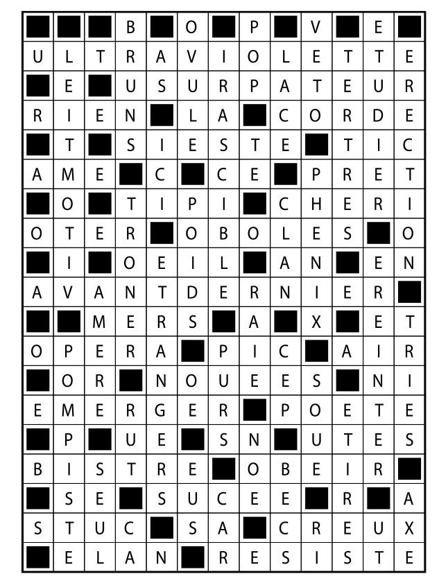 Solutions des mots fléchés du précédent numéro