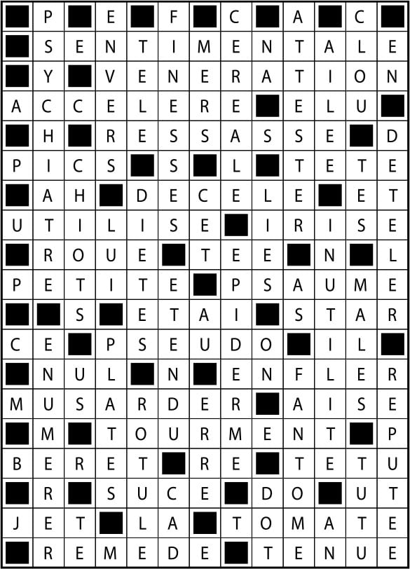 Solutions des mots fléchés du précédent numéro