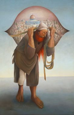 "Camel of Hardships" ("Jamal al-Mahlal" ou "Chameau des fardeaux", 1973) l'oeuvre iconique de Sliman Mansour trône dans la collection de la Fondation Dalloul, à Beyrouth. Avec l'aimable autorisation de la fondation Dalloul.