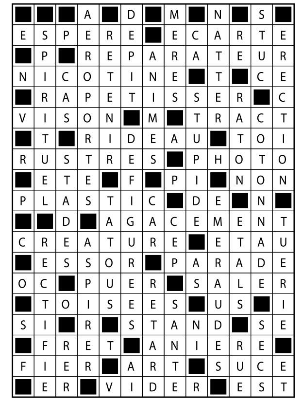 Solutions des mots fléchés du précédent numéro