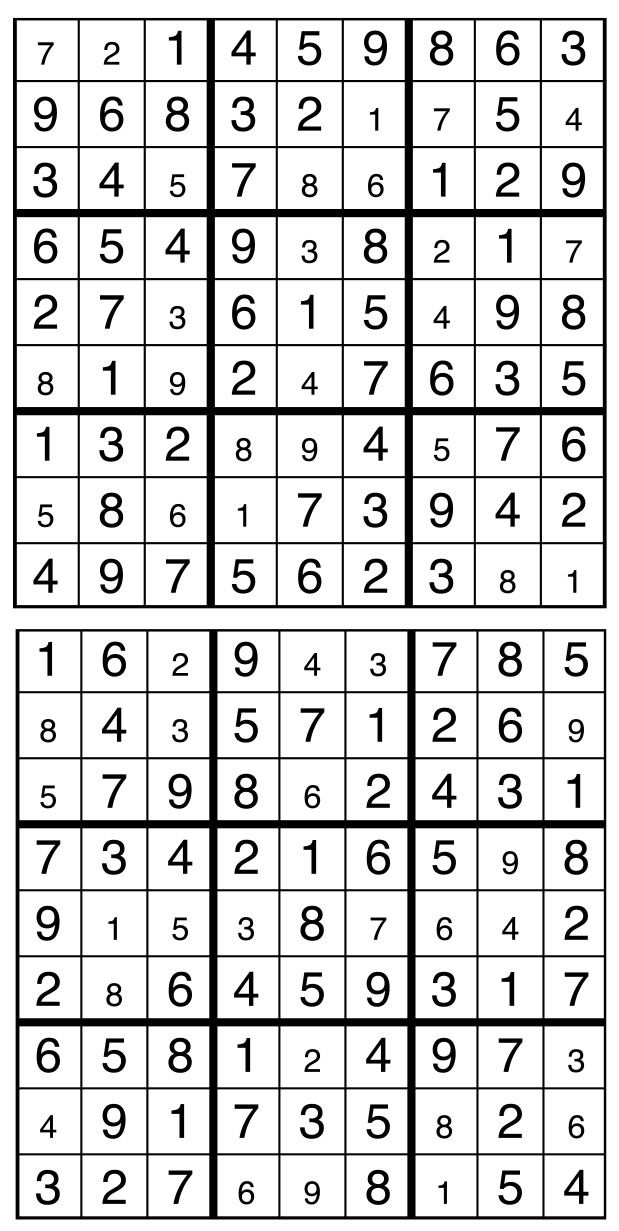 Solutions des sudokus du précédent numéro