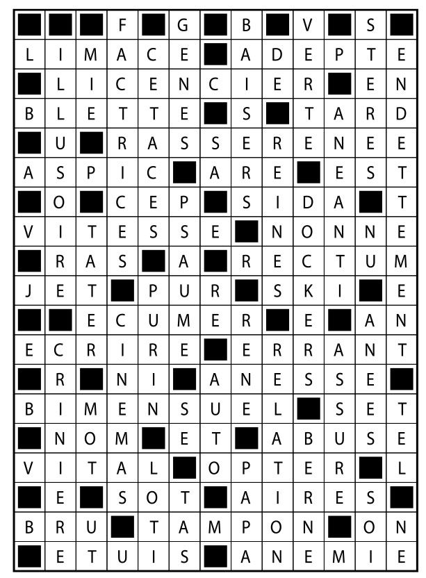 Solutions des mots fléchés du précédent numéro